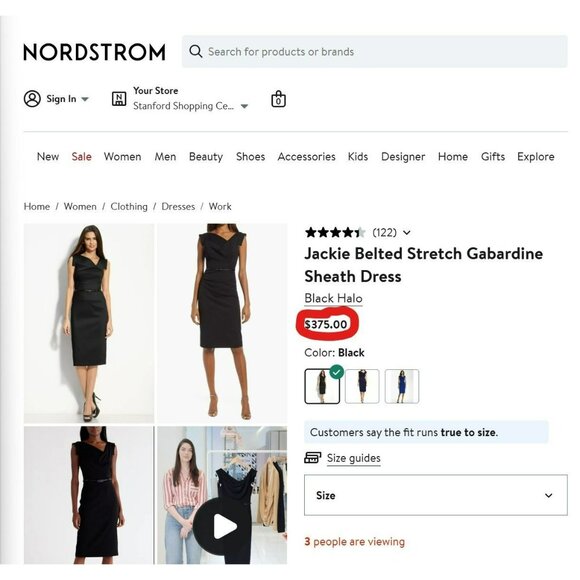 Black Halo Jackie O - Elegant Black Dress with Asymmetrical Neckline - Picture 6 of 6